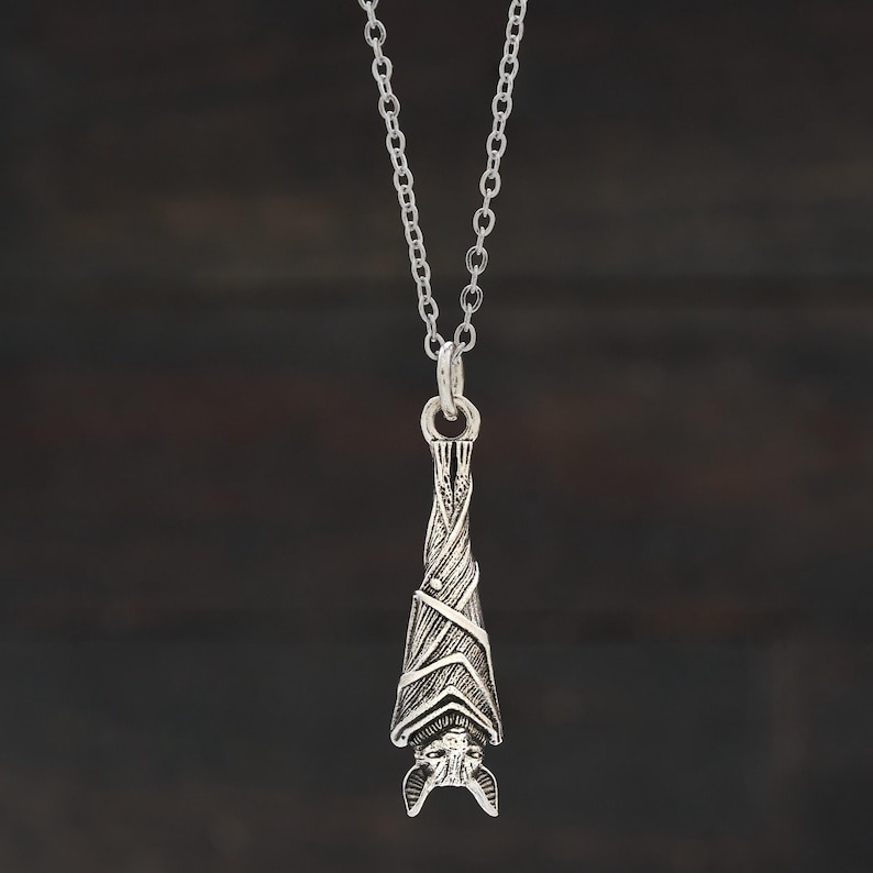 Retro bat-shape statement pendant necklace (spread wings)