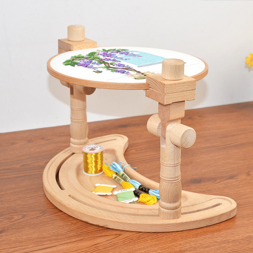 Adjustable Desktop Embroidery Frame - Beech Wood. Product Name: Moon Bay cross stitch embroidery frame Product color: wood color Product material: Beech Suitable scenario: suitable for any family scenario Product Weight: 980G. Product process: multiple po