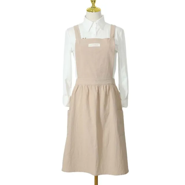 Apron Korean Retro Kitchen Flower Shop Art Painting Work Clothes Small Apron Khaki - Shop at LoveMi