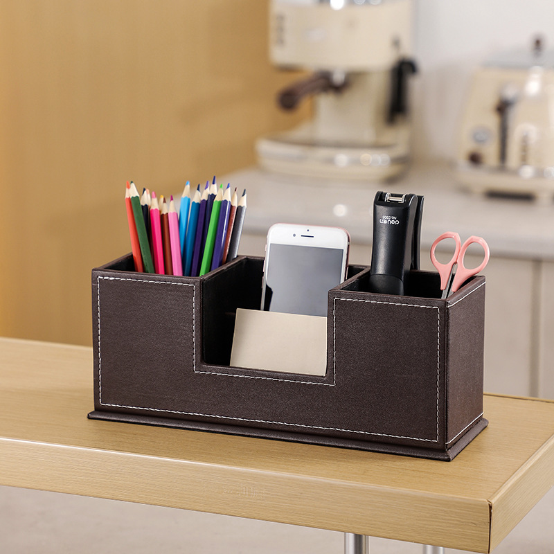Simple Leather Stationery Organizer Pen Holder 2