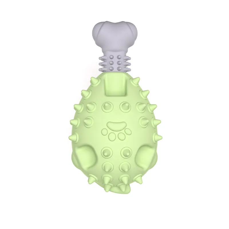 Vocal Molar Tpr Chicken Leg Dog Toy - Avocado Green Grey