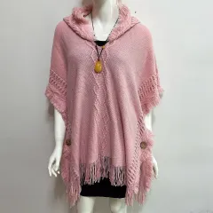 Autumn And Winter European And American Plus Size Hooded Pullover Sweater Tassel Batwing Shirt - Pink - View 1
