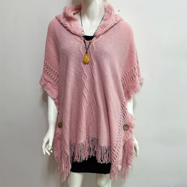Autumn And Winter European And American Plus Size Hooded Pullover Sweater Tassel Batwing Shirt Pink - Shop at LoveMi