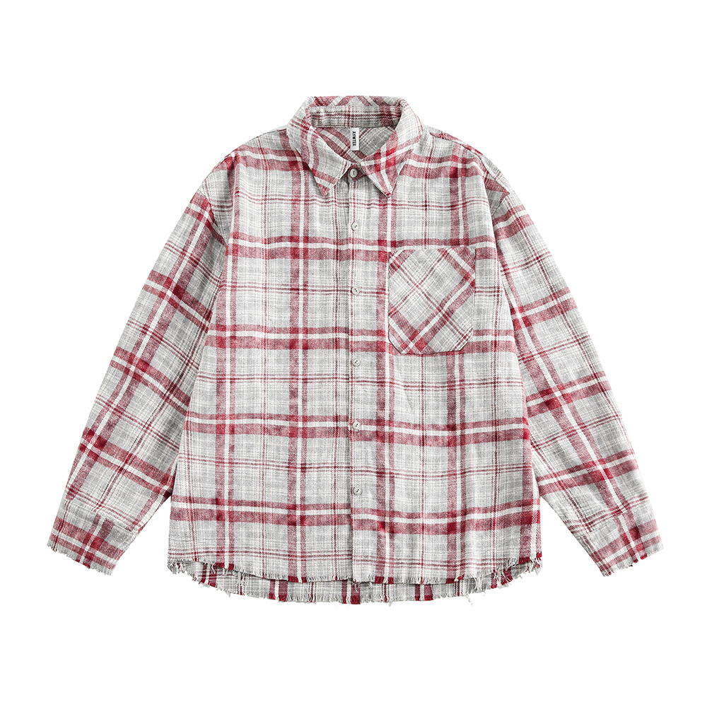 American Retro Plaid Shirt Men's Loose Casual Long Sleeves