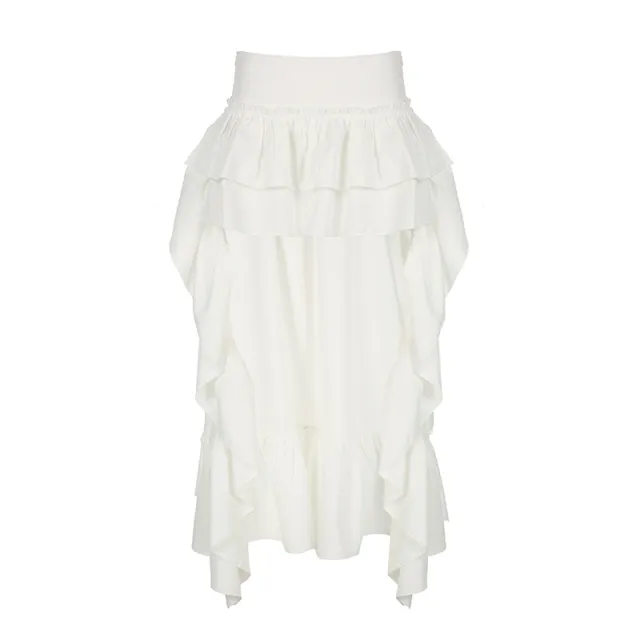 Party Style Pleated Ruffles Irregular Long Dress White - Shop at LoveMi