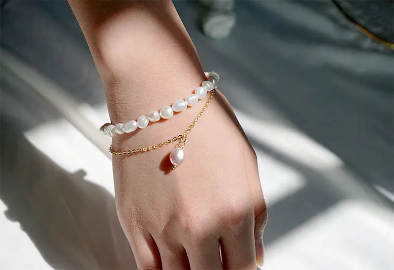Women's Baroque Freshwater Pearl Simplicity Double-layer Bracelet