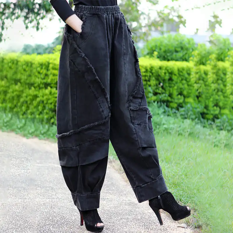 New AutumnWinter Thickened Wide-Leg Denim Jeans For Women