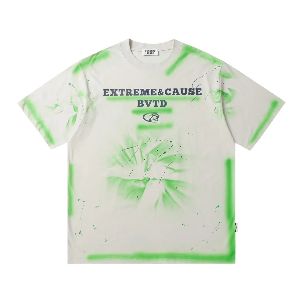Tie Dye Spray Painting Short Sleeve Men
