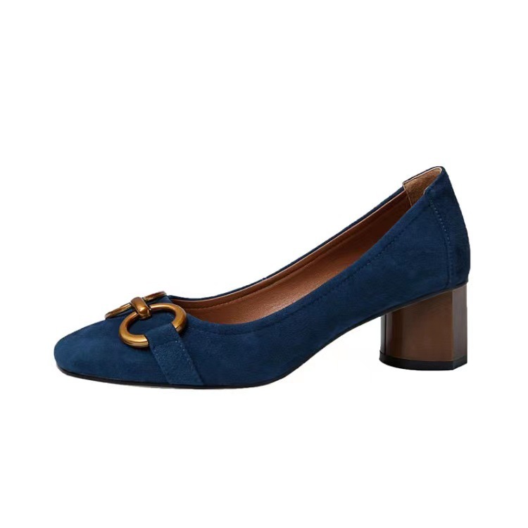 Suede Chunky-Heel High Heels