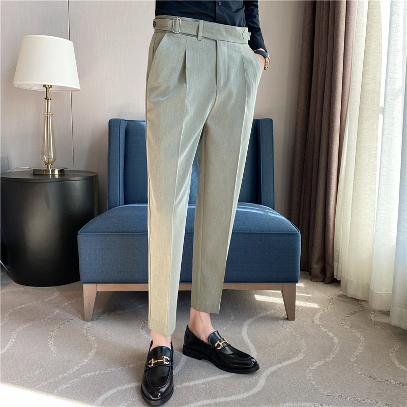 Men's Italian Striped Casual High Waist Business Casual Pants