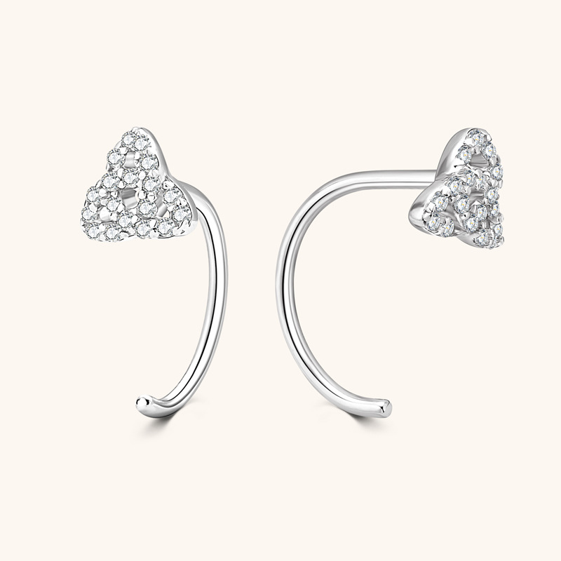 Clover Moissanite Earrings Female S925 Sterling Silver Studs Ear