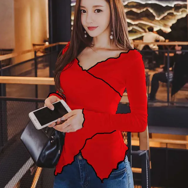 Women's Wooden Ear White T shirt Tops Red - Shop at LoveMi