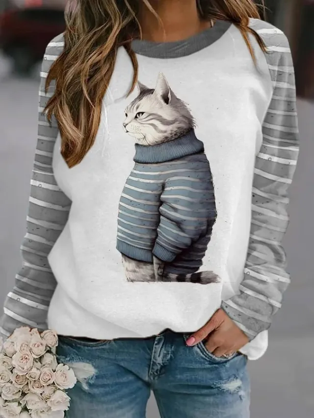 Women's Loose Casual Comfortable Versatile Daily Printing Sweater Styleg7Z4327 - Shop at LoveMi