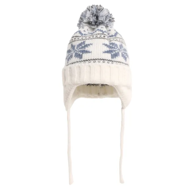 Autumn And Winter Christmas Fur Ball Snowflake Warm Hat Ear Protection Sweet Blue And White - Shop at LoveMi