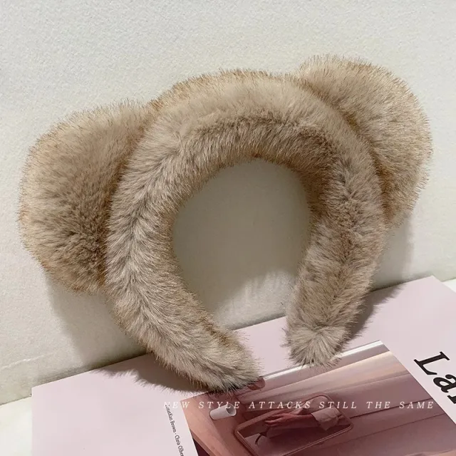 Maillard Fluffy Hair Band High grade Headdress Face Wash Hair Fixer Wide brimmed High Skull Hair Bundle Milk Tea Cat Ears - Shop at LoveMi