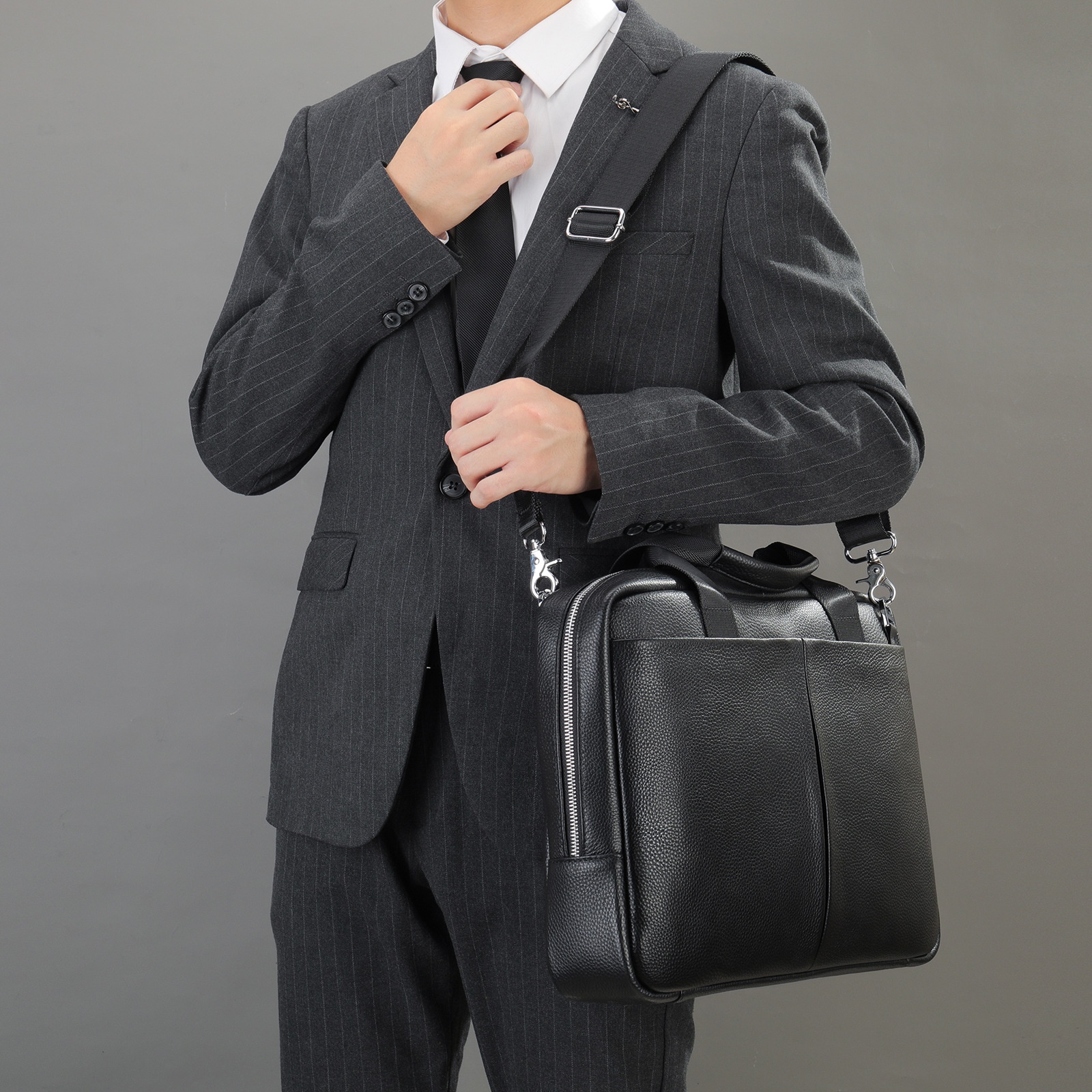 Genuine Leather Large Capacity Briefcase Men's Horizontal First Layer Cowhide Computer Storage Bag — foto 7