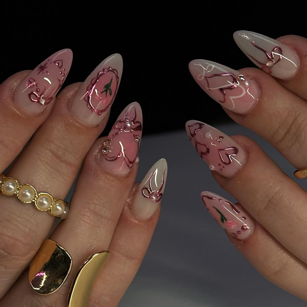 Womens Handcrafted Casual Flower Nail Art thumbnail 2