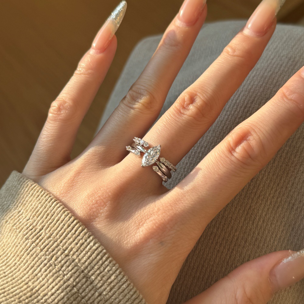 Women's Metal Sterling Silver Inlaid Ring