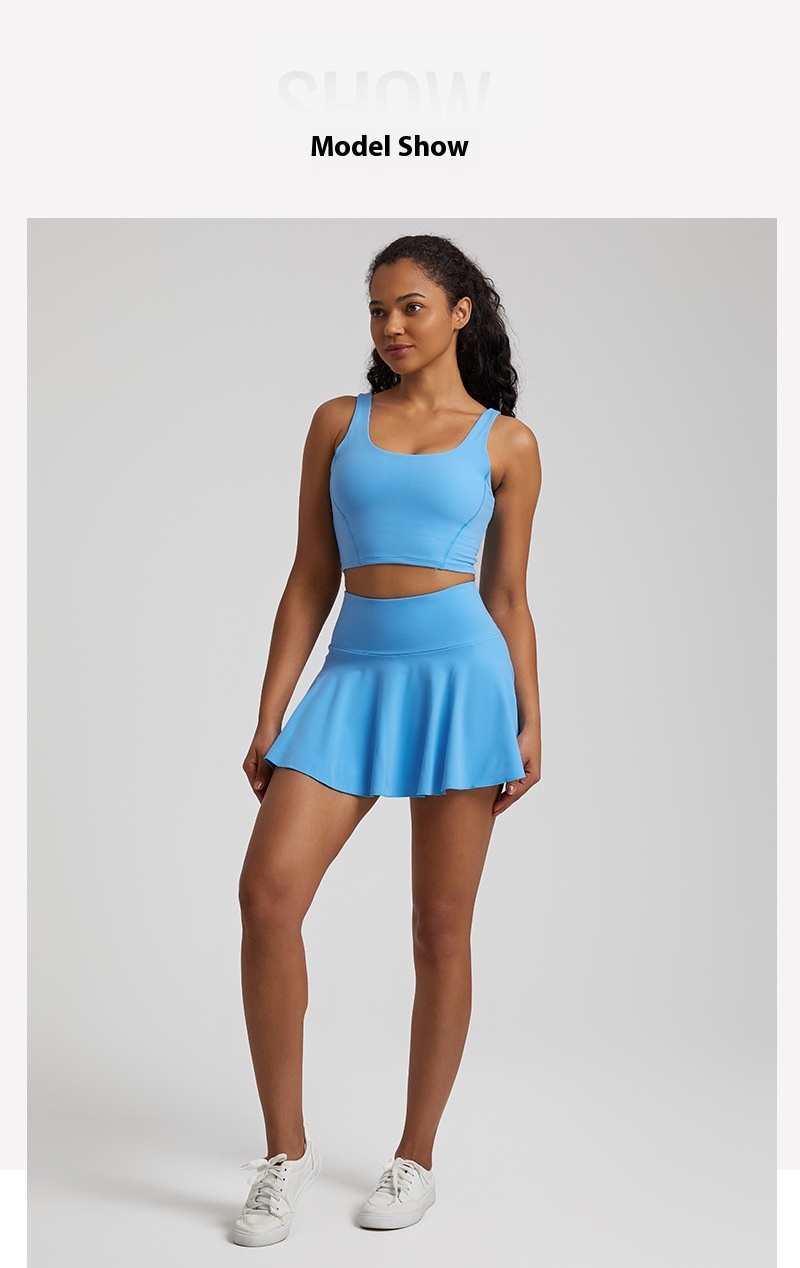 Nude Feel Outdoor Running Fitness Casual Pleated Mini Skirt Vest Suit - Image 10