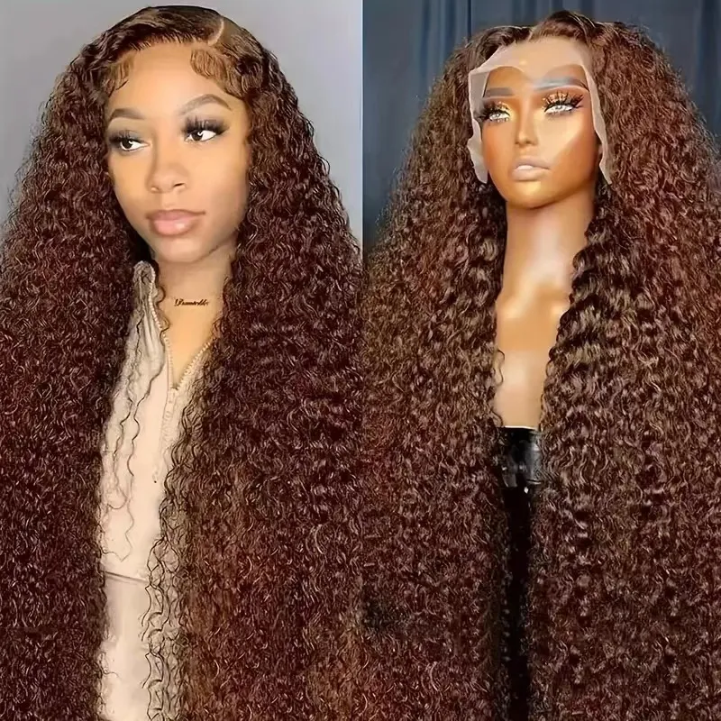 13x6 Front Lace Wig Female Medium Long Curly Hair Hair Cover - Dark Brown