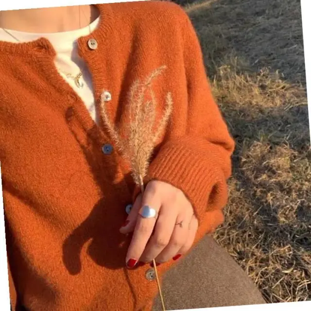 Raccoon Velvet Short Thickened Coat Cardigan Women's Design Sense Niche Small Wool Sweater Orange - Shop at LoveMi