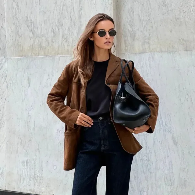 Vintage Velvet Regular Sleeve Button Shirt Women'S Suede Jacket M - Shop at LoveMi