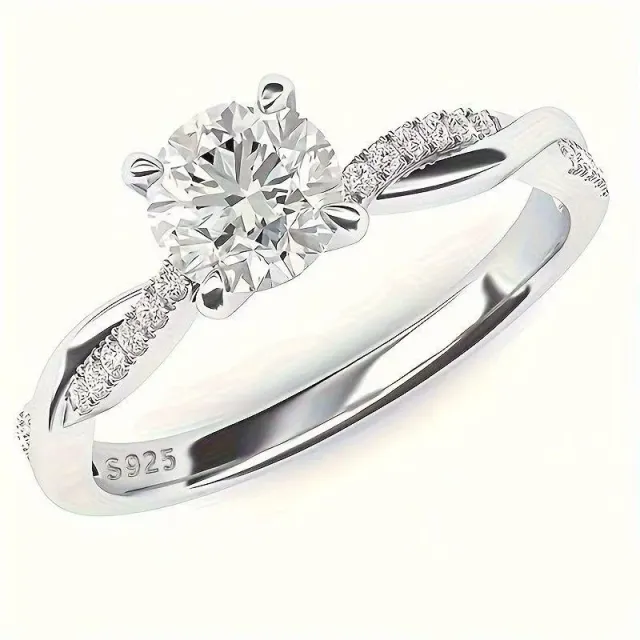 Silver Plated Moissanite Inspired Engagement Ring Silver - Shop at LoveMi