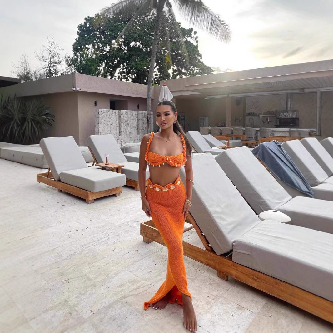 Shell Twist Holiday Suit Hollow Beach Skirt