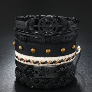 Skull 8-word Alloy Accessories Five-piece Cowhide