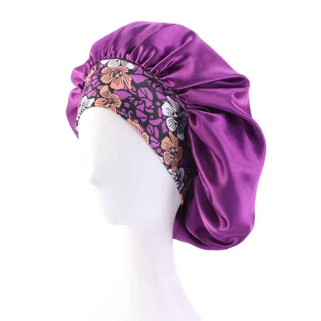 Bohemian Style Large Printed Hair Band Sleeping Hat Purple - Shop at LoveMi