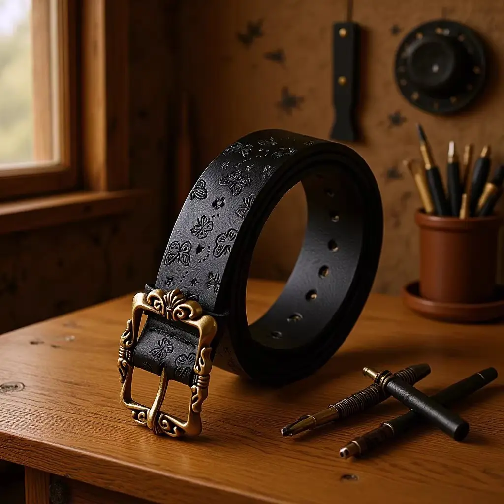 New Vintage Embossed Belt Womens Fashion Accessory