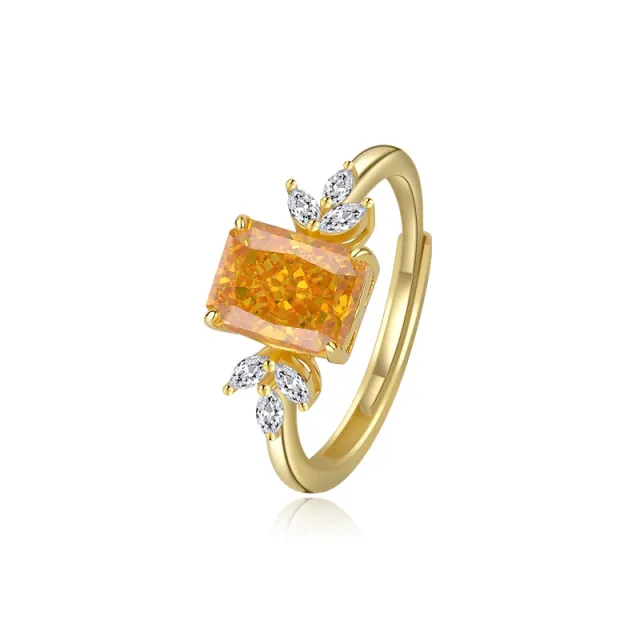 S925 Sterling Silver Luxury Small Square Sugar Diamond Ring For Women Adjustable Opening - Shop at LoveMi