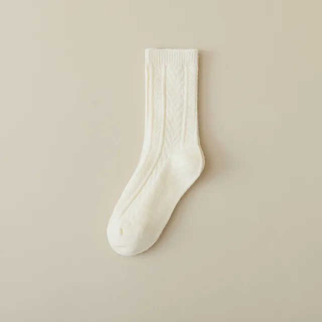 Girl Thickened Warm Lock Warm Wool Socks Milk White - Shop at LoveMi
