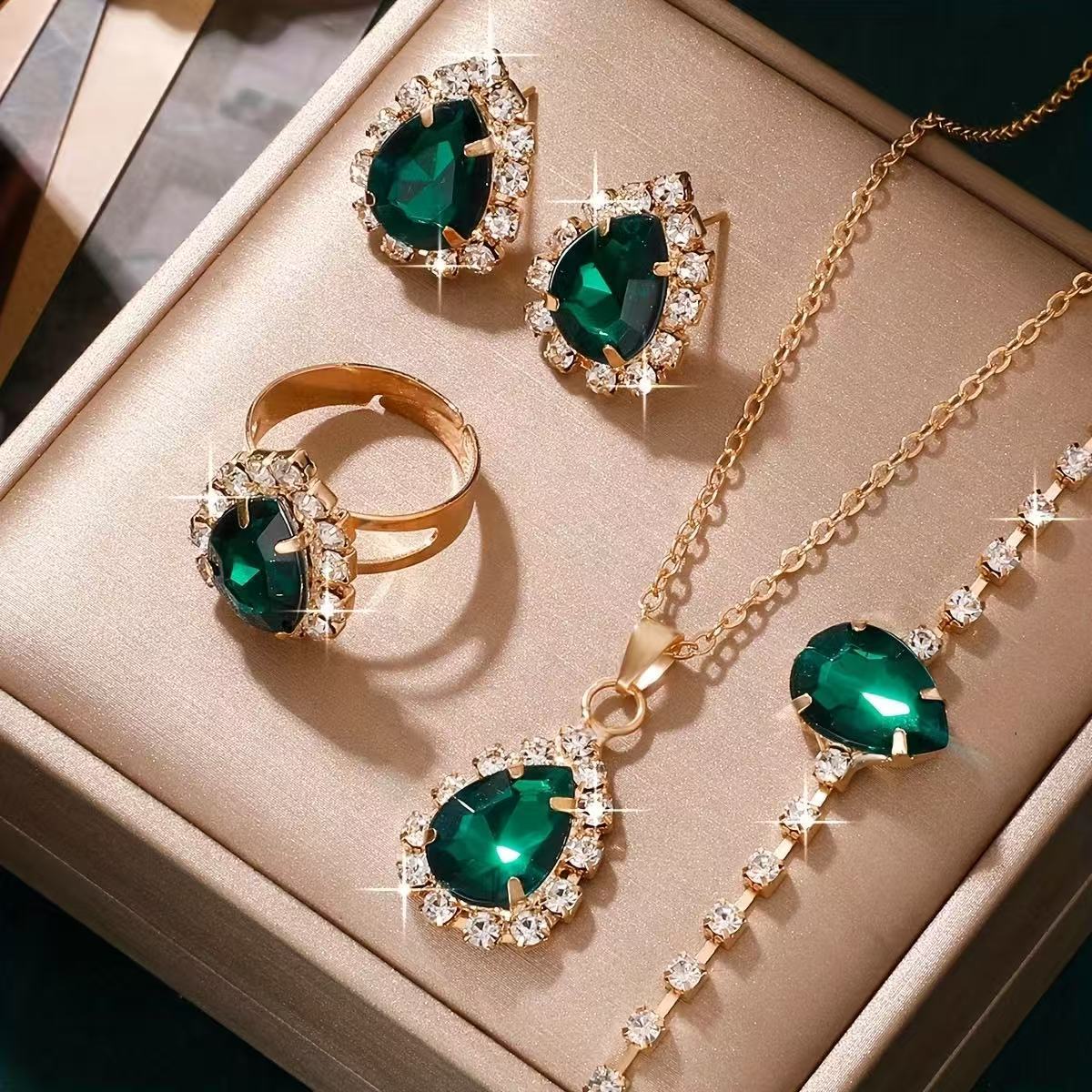 Crystal Necklace, Earring & Ring Set