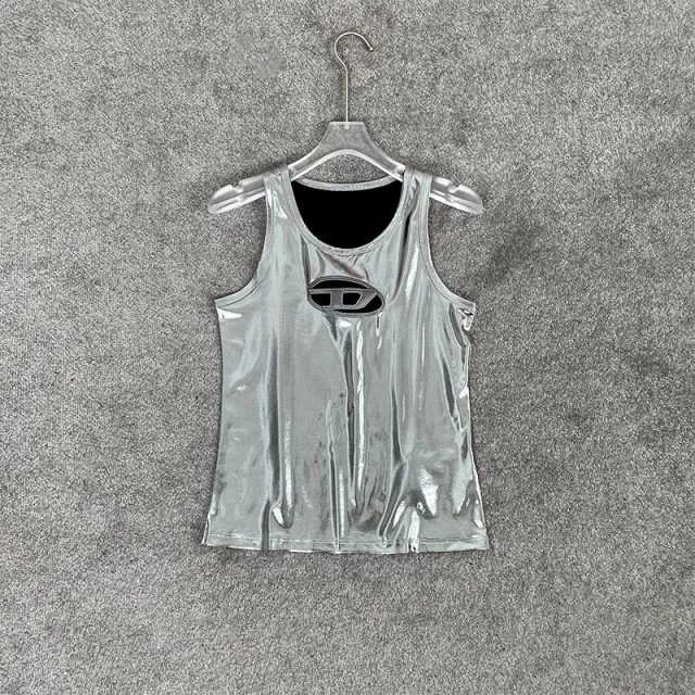 Metal Silver Futuristic Slim fit Hollow out Letter Vest Silver - Shop at LoveMi