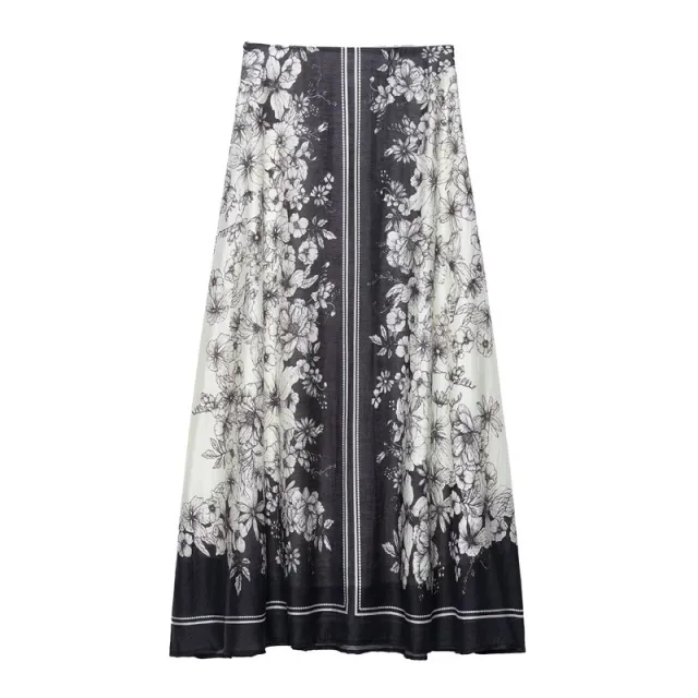 New Summer Design Ethnic Style Floral Print Fluffy Skirt Floral - Shop at LoveMi
