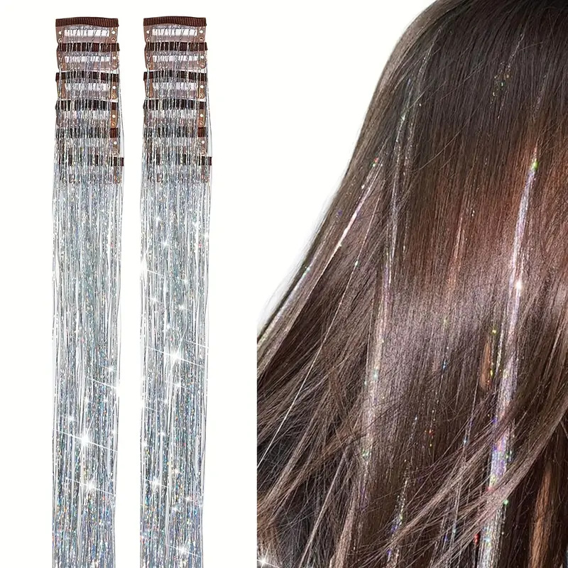 Laser-thread Colorful Shiny Seamless Hair Extensions