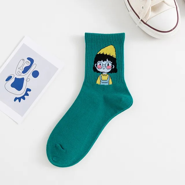 Women's New Mid calf Cartoon Cotton Socks The Girl In The Hat - Shop at LoveMi
