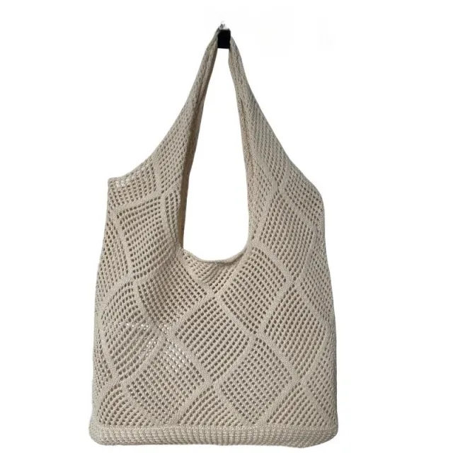 Women's Fashion Hollowed out Shoulder Woven Bag Apricot - Shop at LoveMi