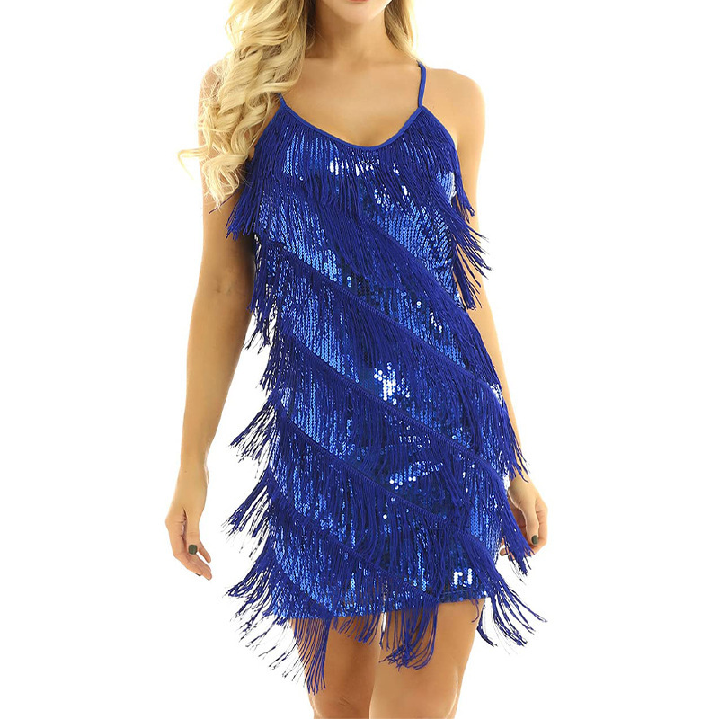 Womens Tassel V-Neck Mesh Dress 6