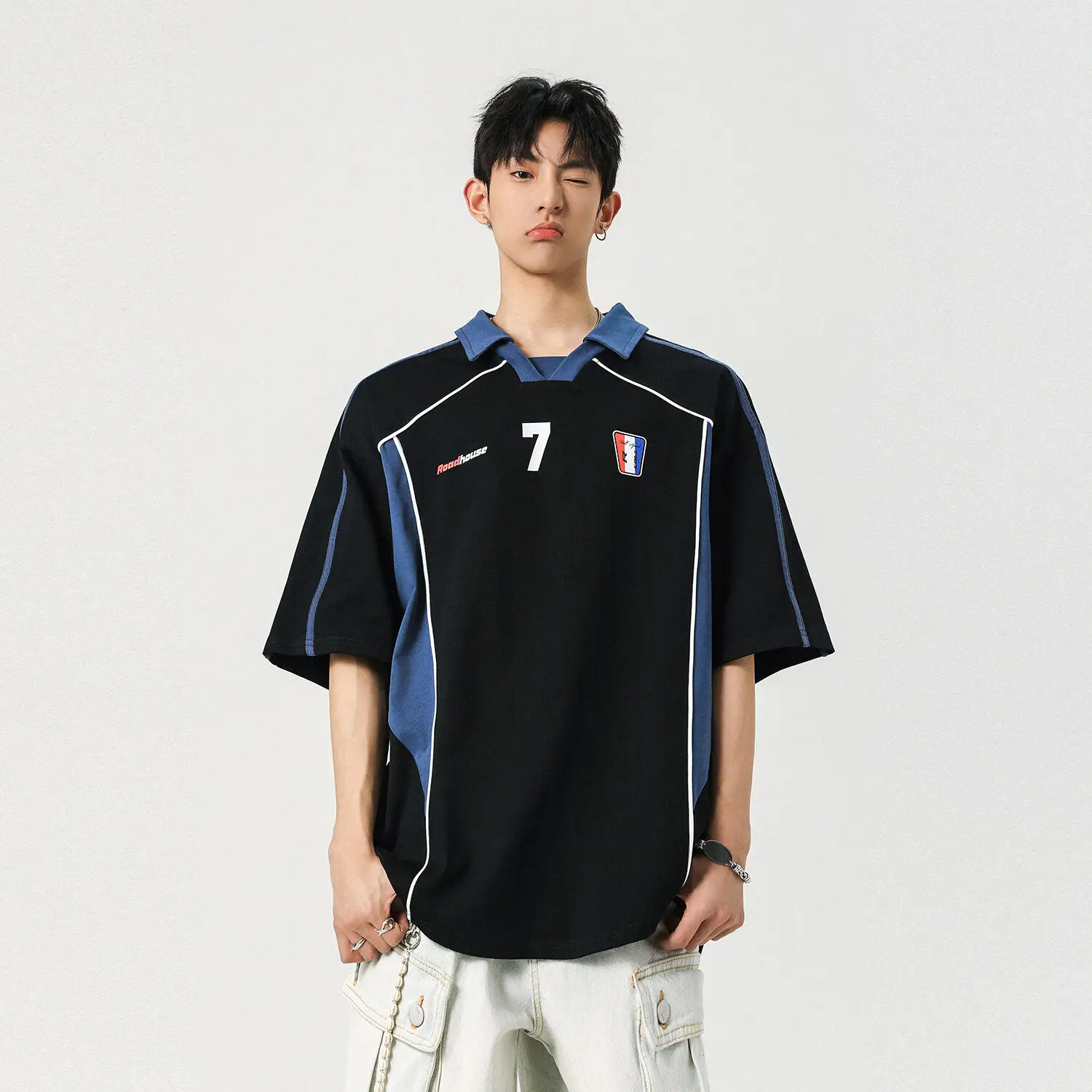 Sports Style Stitching Printing Polo Shirt Short-sleeved T-shirt