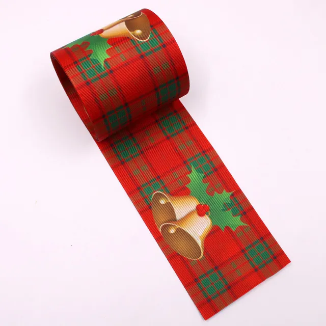 75mm Double sided Christmas Ribbon Holiday Decoration Red Plaid Bell Hair Bow 1 Color - Shop at LoveMi