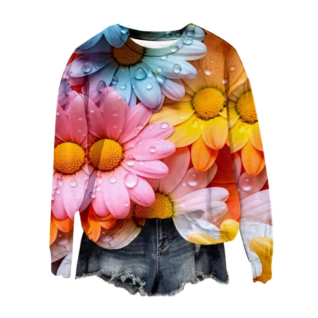 Spring And Autumn Round Neck Sweater Love 3D Digital Printing Top For Women Ylch2110 M - Shop at LoveMi