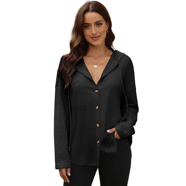 Women's Autumn Leisure All matching Contrast Color Hooded Sweatshirt P2 M - Shop at LoveMi