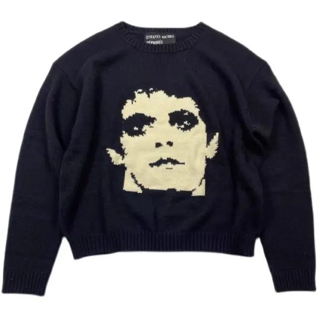 Loose Pullover Sweater Round Neck Long Sleeve Fashion Knitwear Black - Shop at LoveMi