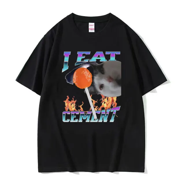 Funny Printed T shirt Men And Women Fashion Round Neck Loose Short Sleeves S2070Black - Shop at LoveMi