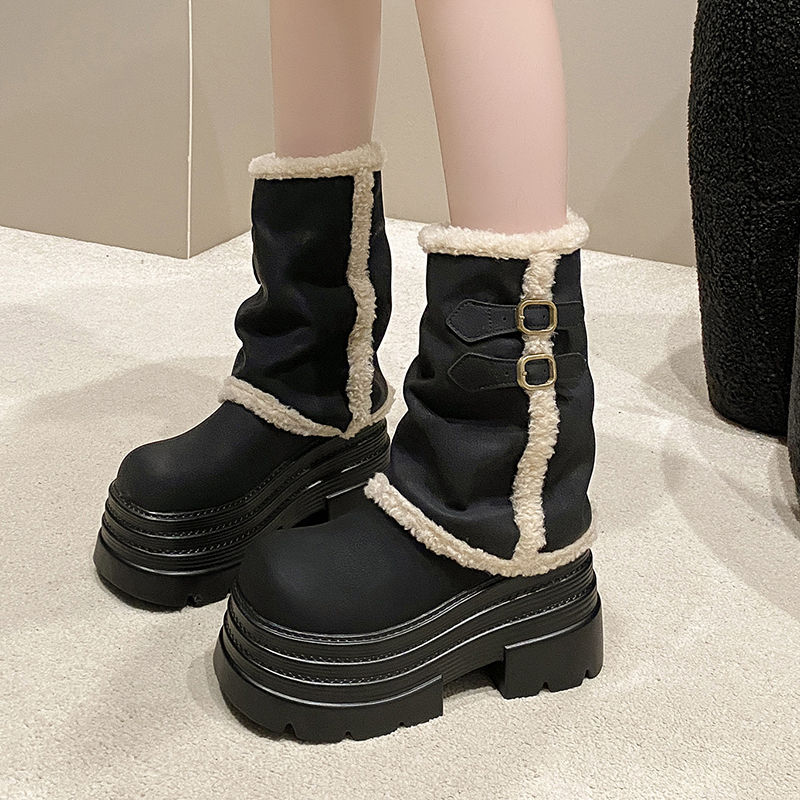 Suede Mid-Calf Platform Boots