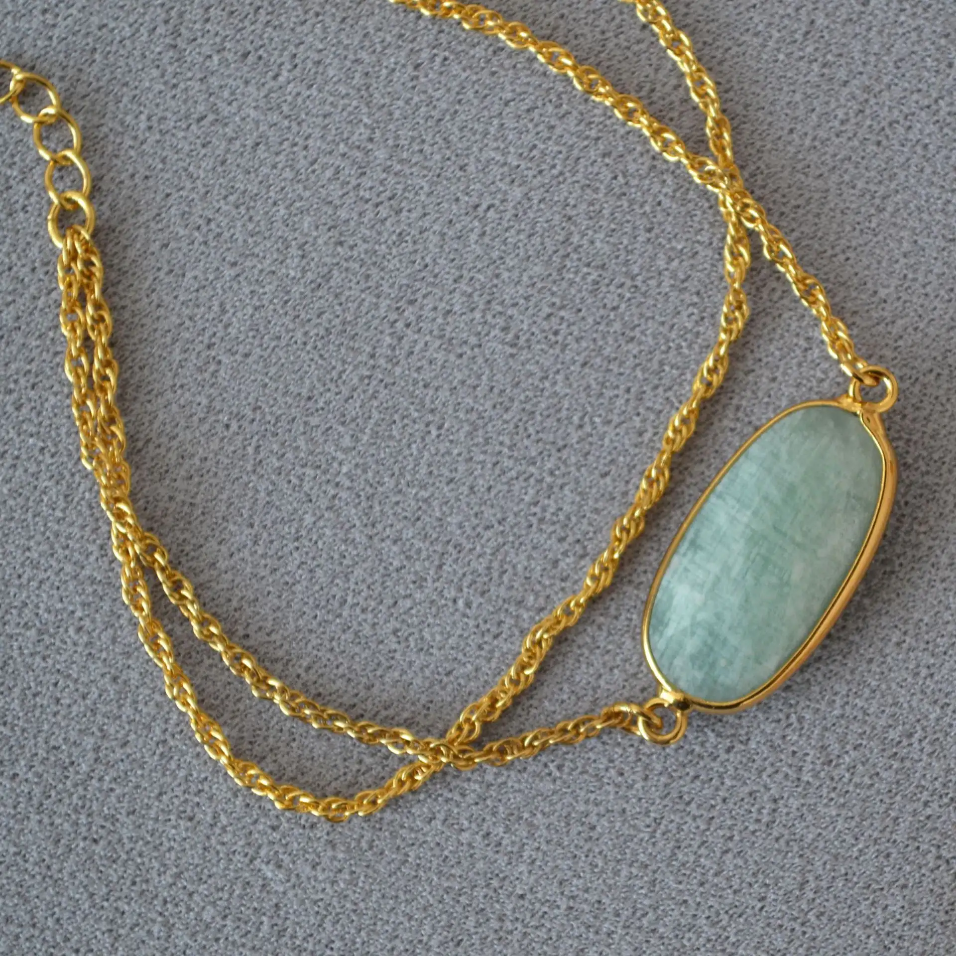 Natural Stone Double-layer Metal Chain Bracelet