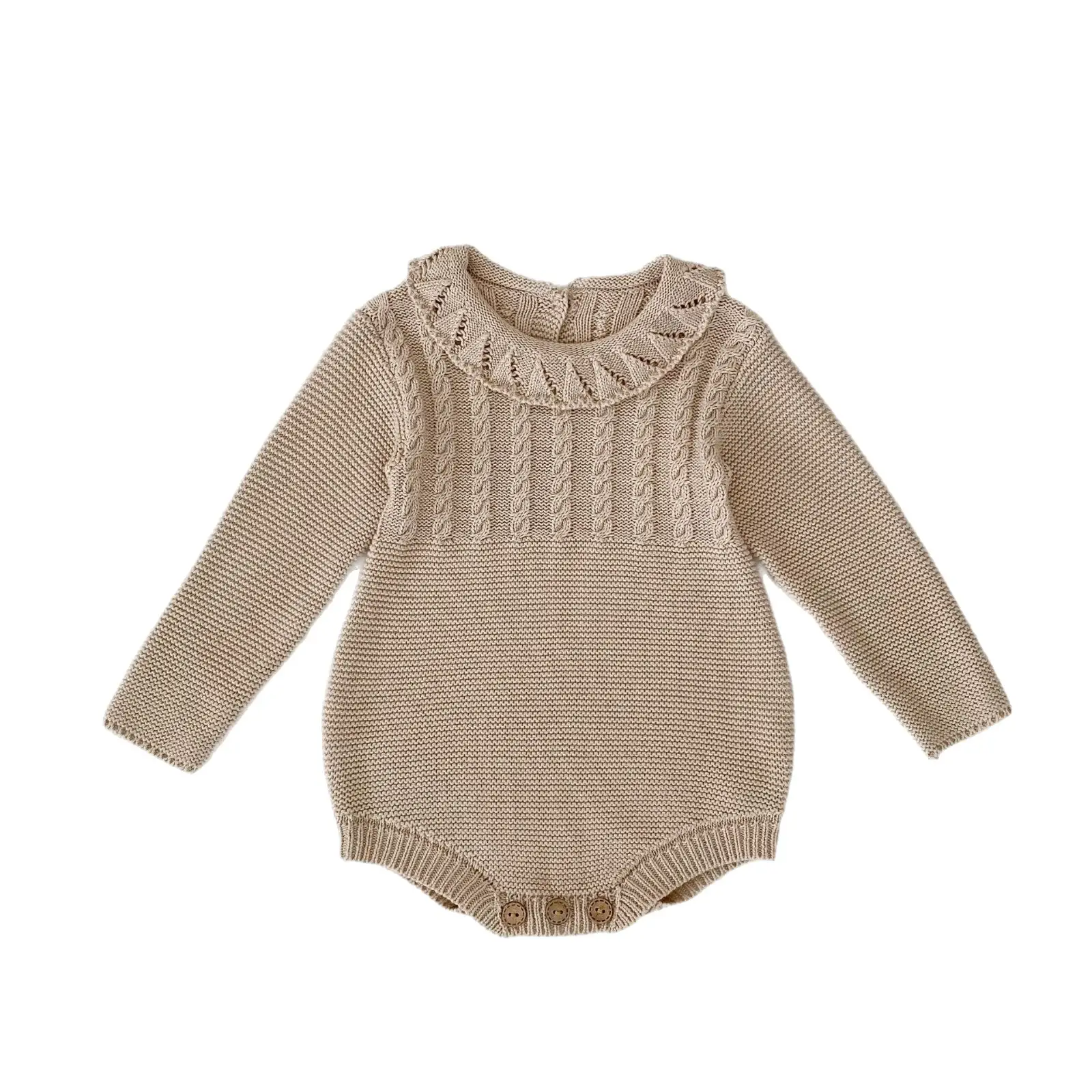 Knitted Long Sleeve Western Style Baby Bodysuit Triangle Rompers