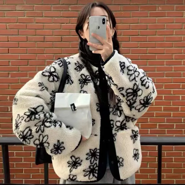 Retro Long Sleeve Cashmere Cotton Jacket Women Beige - Shop at LoveMi